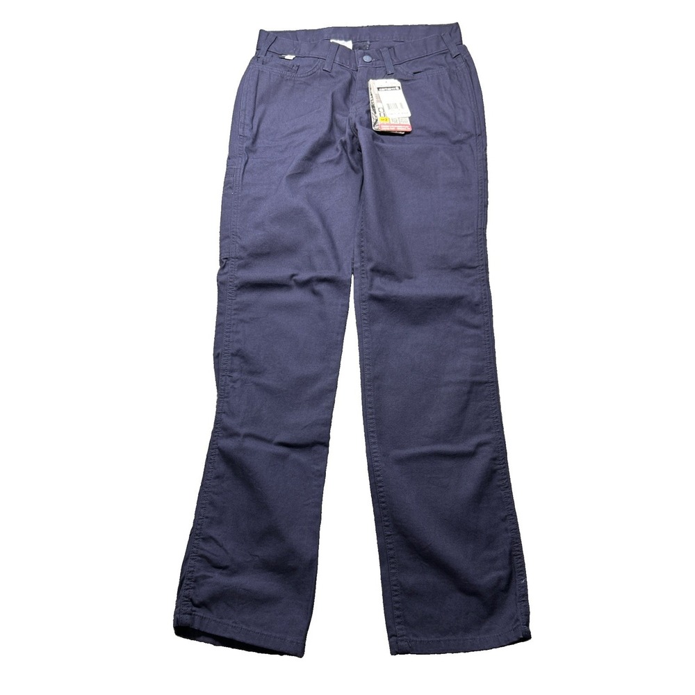 Carhartt Womens FR Rugged Flex Canvas Pants Size 6 Regular Navy Blue 102689-410
